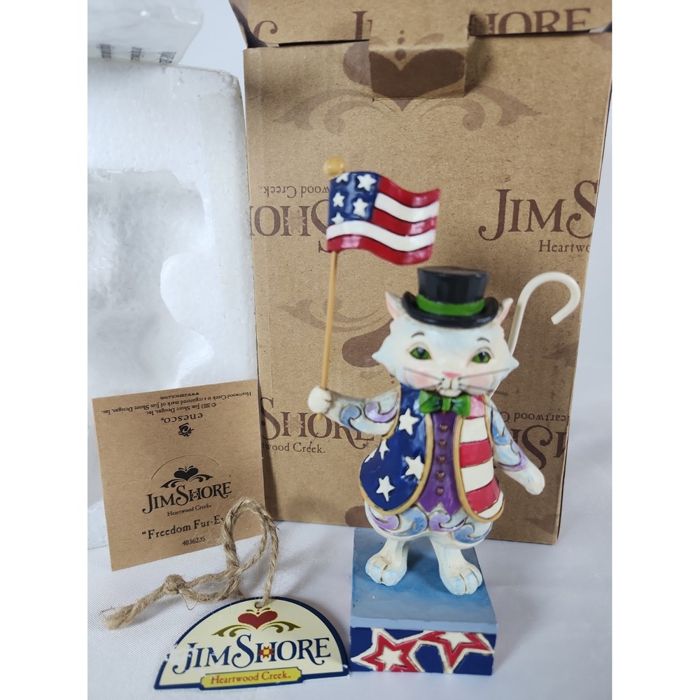 NIB Jim Shore "Freedom Fur-Ever" 2013 Pint Patriotic Cat Figurine 4036235 w/Box